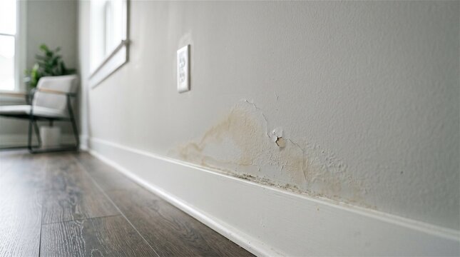 Home wall water leak damage and mold problem