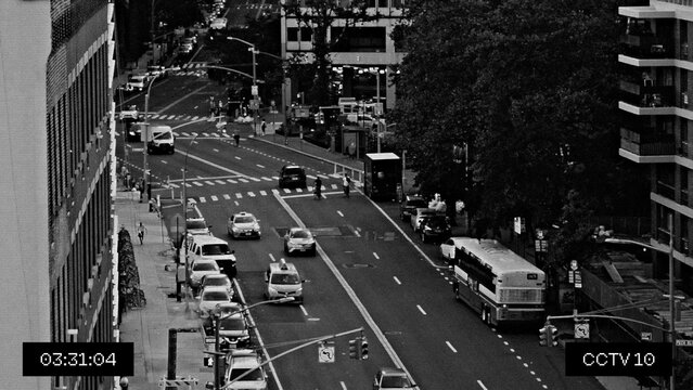 CCTV Raw Daytime Traffic Aerial Surveillance Overlay