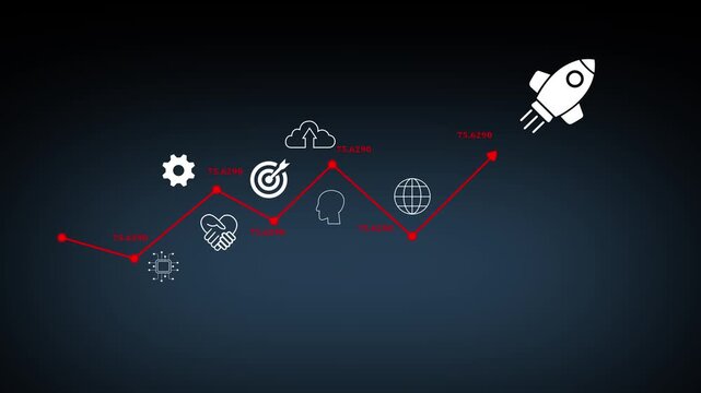 Businessman rocket launch investment growth, planning and starting corporate business start up aiming objective value development leadership and customer target group.4k motion graphics video