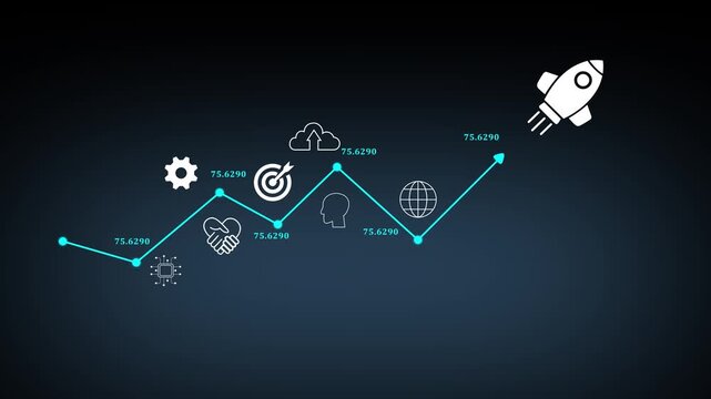 Businessman rocket launch investment growth, planning and starting corporate business start up aiming objective value development leadership and customer target group.4k motion graphics video