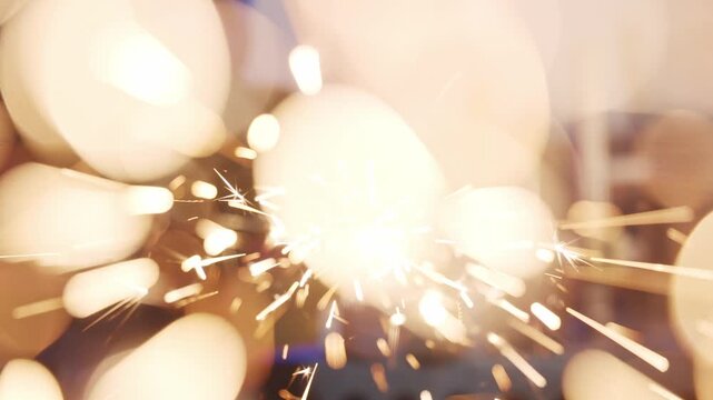 Angle grinder sparks hit camera during metal grinding in a factory workshop, showing close-up abrasive cutting, industrial work, safety gloves, glowing particles and intense repair process.