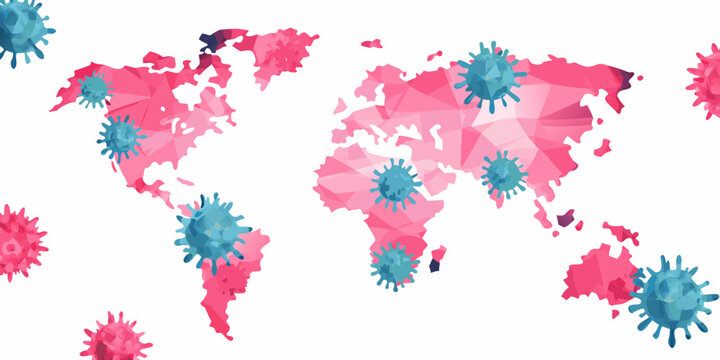 Low Poly World Map With Viral Shapes Vector Illustration