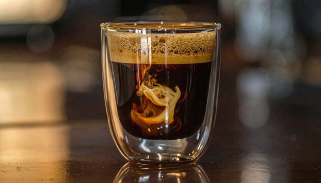 Espresso Coffee Swirl in Glass Cup