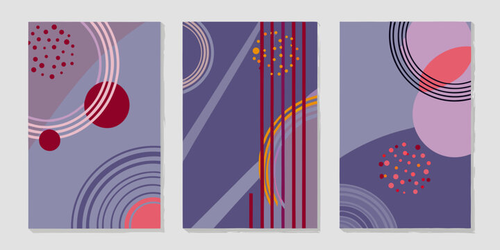 Geometric abstract art pattern with circles and lines mid century style