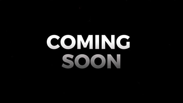 Sleek and professional 'Coming Soon' announcement in shimmering silver-grey typography set against a dark, minimalist background, ideal for product launches, events, or website updates 4K Rasolution