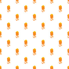 Obraz premium Cartoon cheese block with dripping liquid creating a seamless pattern background