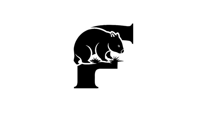 Black and white hamster on letter F design.