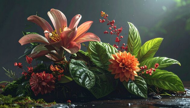 Vibrant tropical fish swimming among coral reef plants.