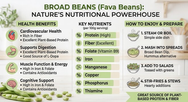 Broad Beans (Fava Beans) infographic: Nature's Nutritional Powerhouse