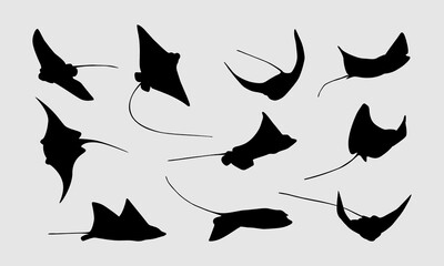 graceful stingray silhouette collection for marine wildlife design © MadeDirgaPepe