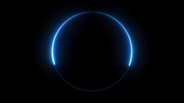 Cyan circle glow border concept on the transparent background. alpha channel, seamless loop, abstract glowing neon line cyan color circular lens animation neon light. Motion graphics of border icon.4k