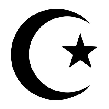 Islamic star and crescent moon solid black icon