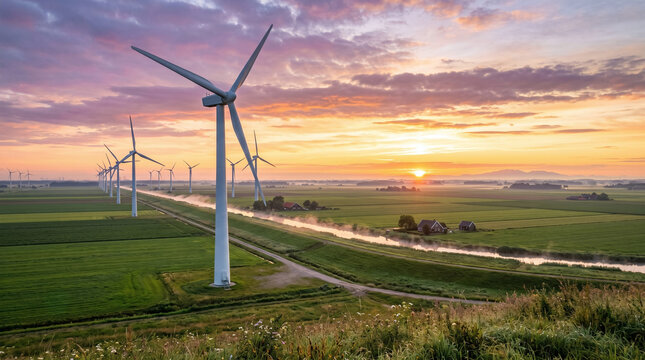 Wind turbines sunrise energy