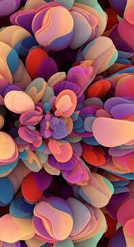 Vibrant Abstract Background Featuring Colorful Organic Rounded Shapes and Patterns.