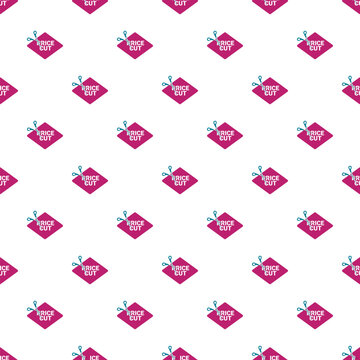 Repetitive pattern featuring discount labels with a scissor icon for promotional design