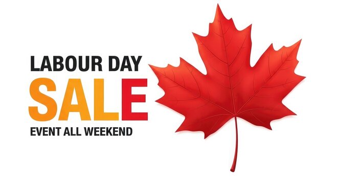 Labour day sale event with maple leaf