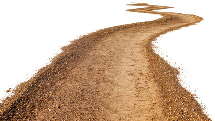 Winding dirt path with gravel edges, isolated on transparent background © Piotr