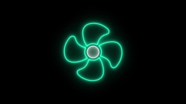 Neon motion graphic animation A dynamic neon air colur . The glowing neon fan icon pulses with vibrant colors in the animation.