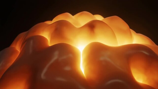 A mesmerizing 3D abstract animation featuring a close-up of a glowing, undulating organic surface
