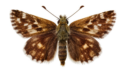 Brown skipper butterfly with white markings, isolated on transparent background © Piotr