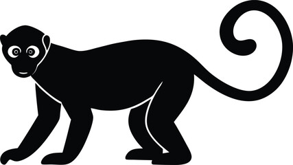 Monkey silhouette, black monkey icon, primate vector, animal illustration © Nasir
