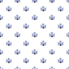 Naklejka premium Repeated blue sandcastles forming a playful and whimsical seamless pattern