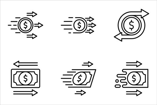Money Transfer icon set. sign for mobile concept and web design vector illustration on white background
