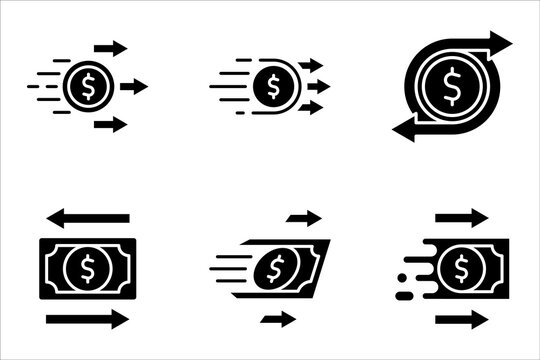 Money Transfer icon set. sign for mobile concept and web design vector illustration on white background