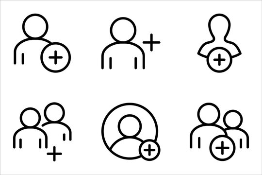 Add user icon set. Add New User sign. Following icon vector illustration on white background