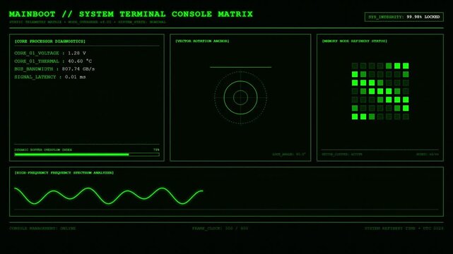 Green Futuristic System Terminal HUD Interface.