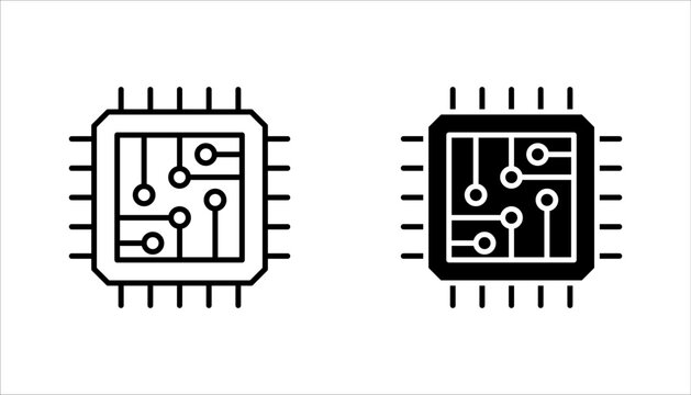 Microchip icon set, Microchip icon with circuit board. vector illustration on white background