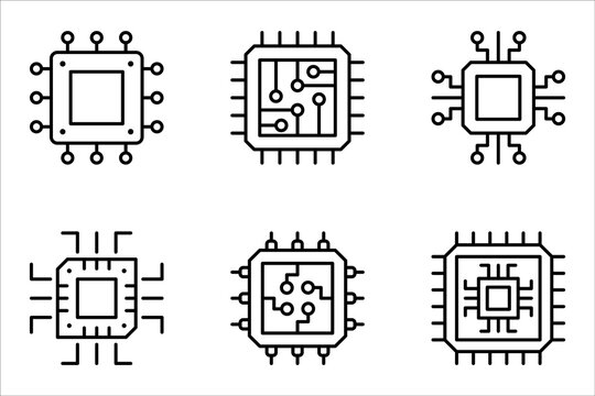 Microchip icon set, Microchip icon with circuit board. vector illustration on white background