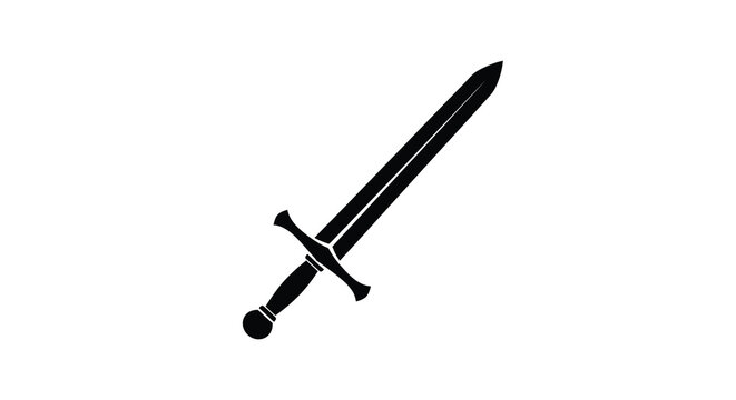 Black sword silhouette on a white background simple weapon design