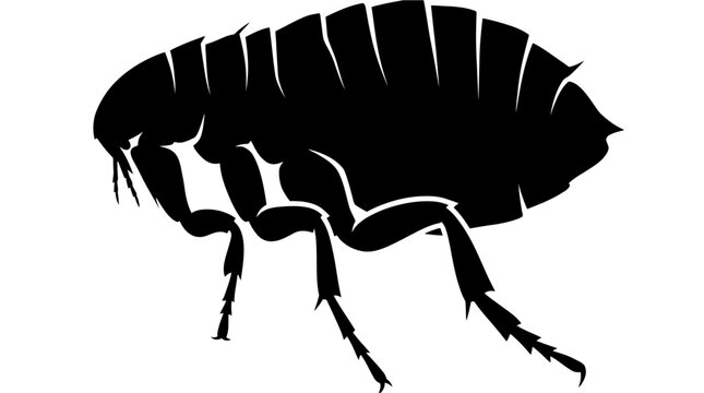 Flea Insect Silhouette Side View.