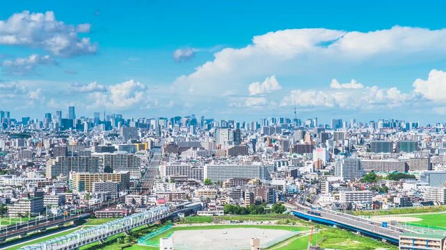 【神奈川県－東京都】川崎から見る東京の都市風景　タイムラプス　fix