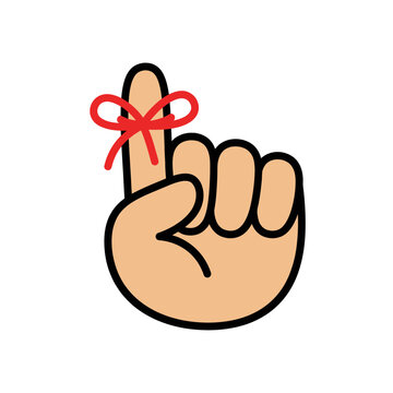 A hand with a red string tied around the index finger