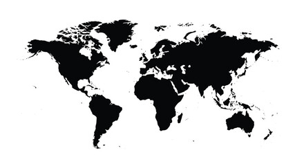 World map silhouette against a white background geographical representation © Tamim
