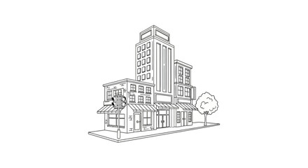 Obraz premium A large office building structure.