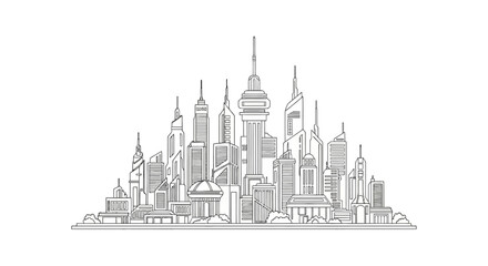 Fototapeta premium City Skyline with Tall Skyscrapers.