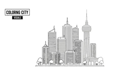 Obraz premium City skyline with tall buildings.