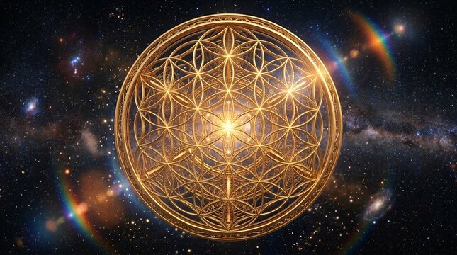 Golden flower of life sacred geometry.