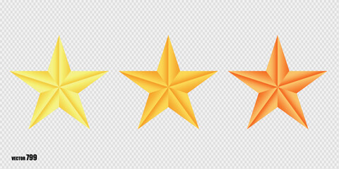 Obraz premium Three Vibrant Star Shapes in Yellow and Orange Vector Illustration