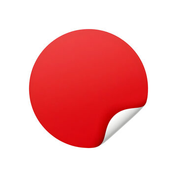Red sticker with peeled corner on black background for design and decoration