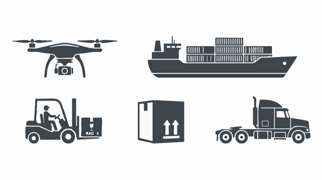 Logistics and shipping vector icons set for transportation and delivery