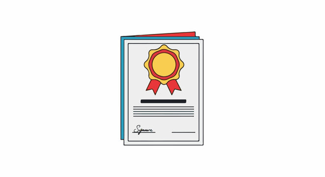 A colorful certificate with a gold and red rosette on top