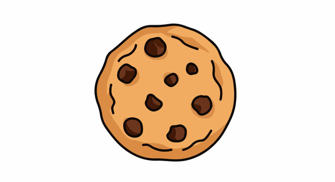 A cartoon-style illustration of a chocolate chip cookie (1)
