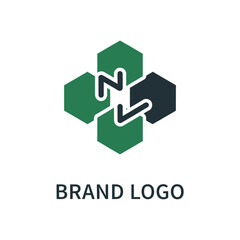 Fototapeta premium Abstract geometric hexagon cross logo with letter n symbol for business identity design.
