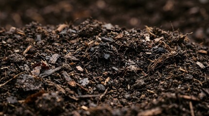 Fototapeta premium Close-up view of a rich soil mixture with organic compost materials
