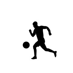 Obraz premium Black silhouette of a soccer player mid-kick