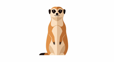 Fototapeta premium A cartoon meerkat with brown fur and black markings on a white background